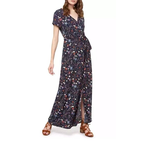 Sanctuary Maxi Dress Women’s Large Navy Blue Floral Butterfly Print A Line NEW - Picture 3 of 12